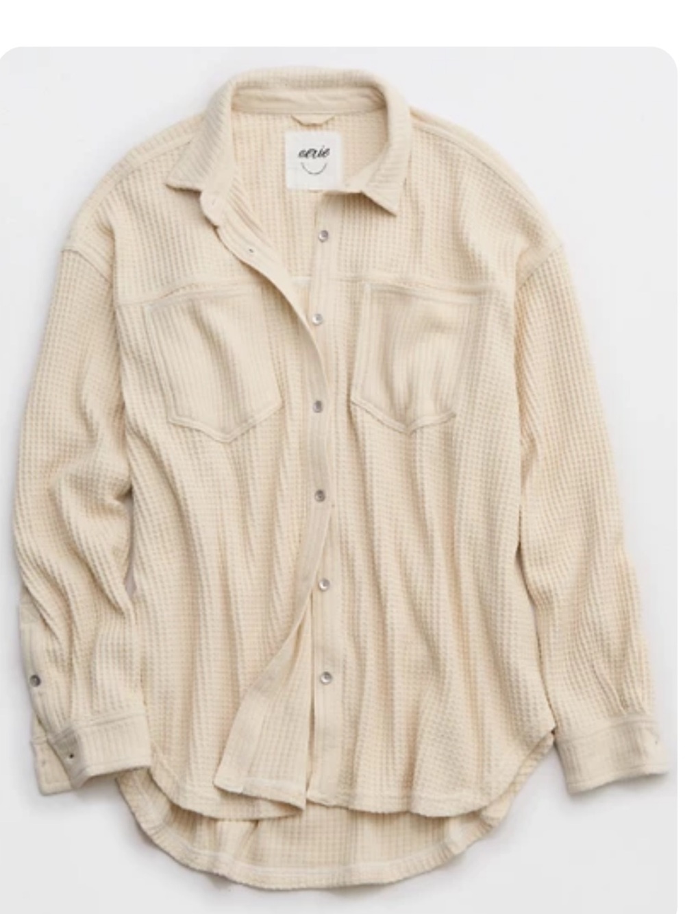 Aerie oversized waffle button down shirt in cream